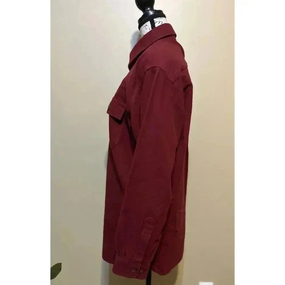 Vintage LL Bean Shirt Mens Large Dark Red Flannel Chamois Heavy Cloth Button Up - Picture 5 of 7